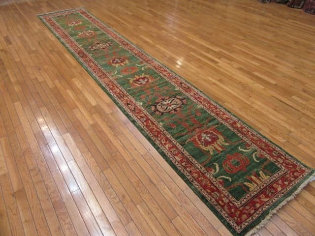 3′ x 14′ Egypt Mahal Design Green Tree of Life Runner Rug – Traditional Hand-Knotted Wool