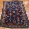 4′ x 6′ Indigo and Crimson Hand-Knotted Antique Caucasian Bird Shirvan Rug – Investment Grade Wool on Wool