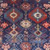 4′ x 6′ Indigo and Crimson Hand-Knotted Antique Caucasian Bird Shirvan Rug – Investment Grade Wool on Wool
