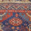 4′ x 6′ Indigo and Crimson Hand-Knotted Antique Caucasian Bird Shirvan Rug – Investment Grade Wool on Wool