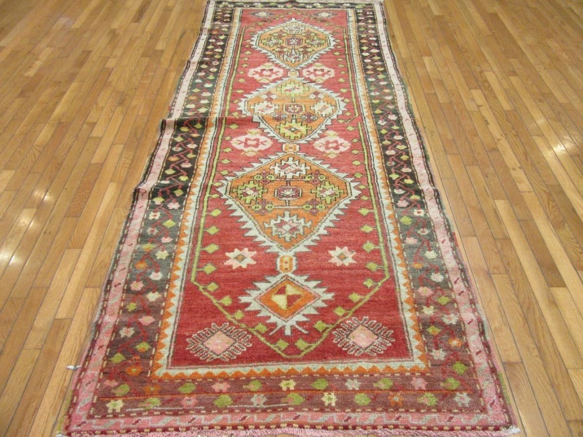 4′ x 9′ Antique Caucasian Red Tribal Rug – Hand-Knotted Wool - 1 4′ x 9′ Antique Caucasian Red Tribal Rug – Hand-Knotted Wool