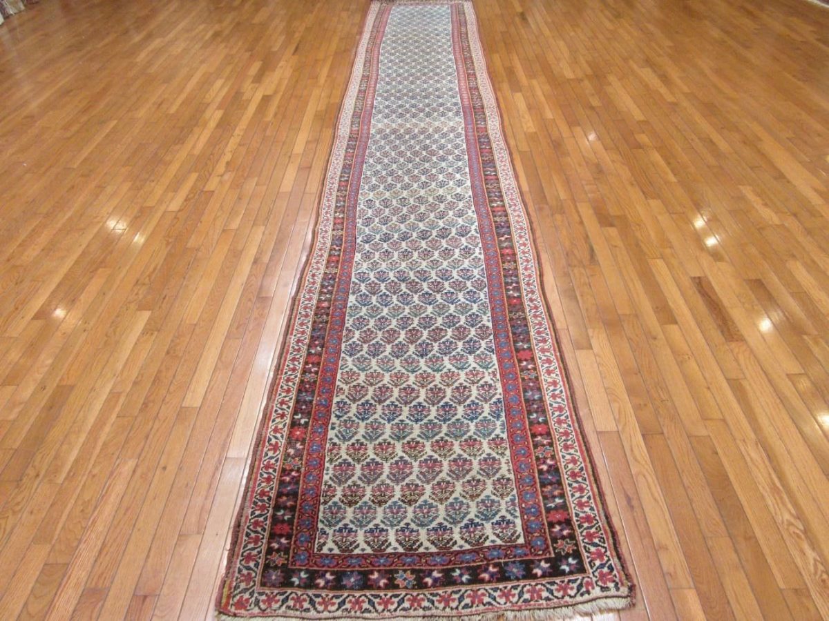 3′ x 17′ Antique Persian Ivory Runner Rug – Hand-Knotted Wool - 1 3′ x 17′ Antique Persian Ivory Runner Rug – Hand-Knotted Wool
