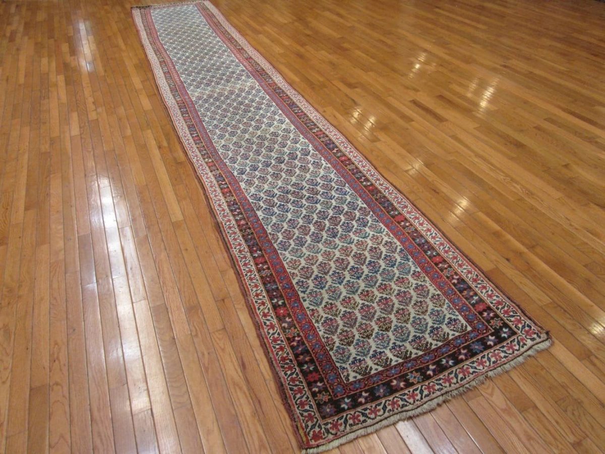 3′ x 17′ Antique Persian Ivory Runner Rug – Hand-Knotted Wool - 5 3′ x 17′ Antique Persian Ivory Runner Rug – Hand-Knotted Wool