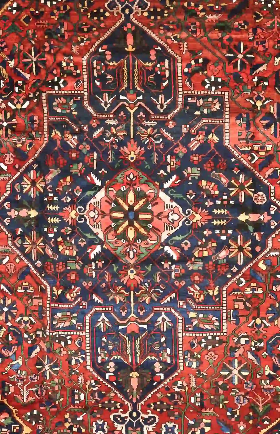 13′ x 17′ Red Fine Hand-Knotted Antique Persian Bakhtiari Rug – Traditional Wool