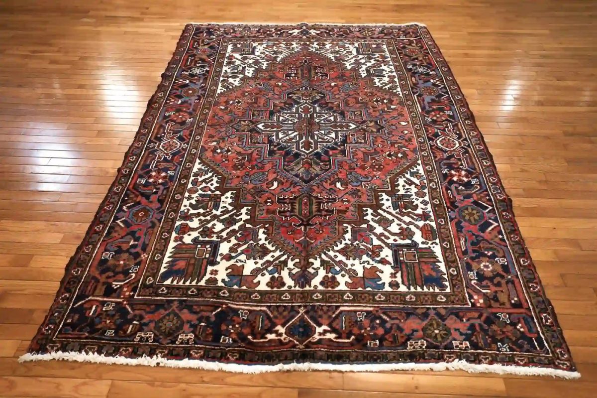 6′ x 8′ Rust Fine Hand-Knotted Persian Heriz Rug – Traditional Wool