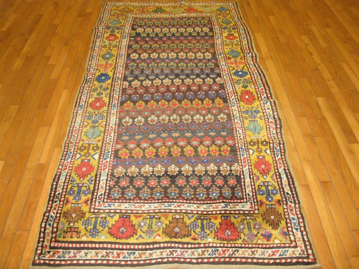 4′ x 8′ Antique Caucasian Kazak Rust Traditional Runner Rug – Hand-Knotted Wool