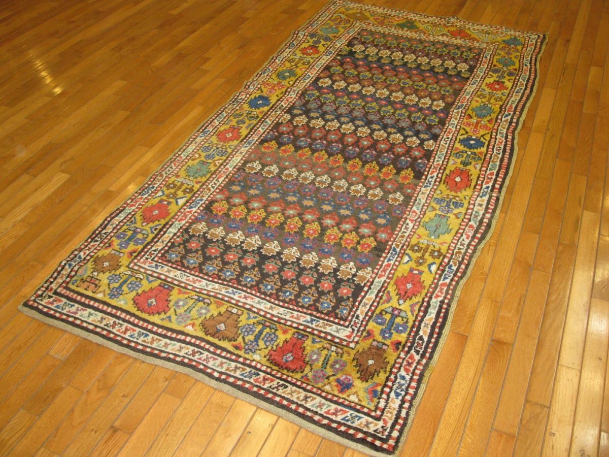 4′ x 8′ Antique Caucasian Kazak Rust Traditional Runner Rug – Hand-Knotted Wool