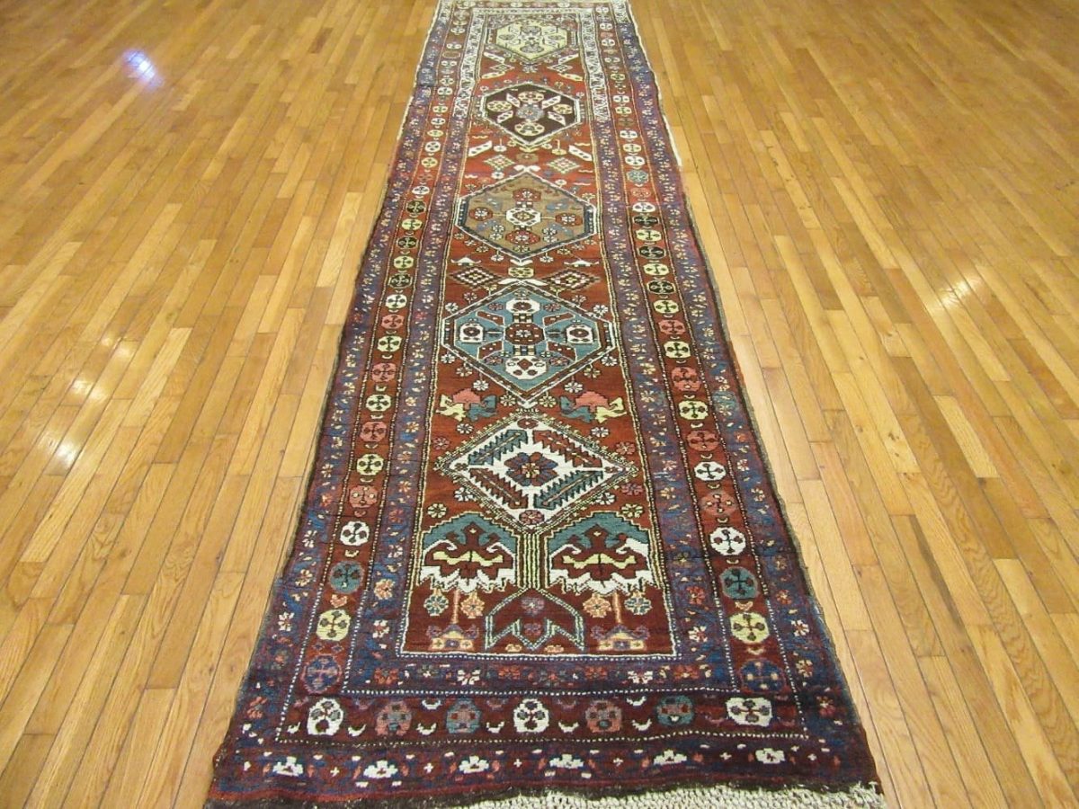 3′ x 14′ Rust Fine Hand-Knotted Persian Heriz Rug – Antique Wool - 1 3′ x 14′ Rust Fine Hand-Knotted Persian Heriz Rug – Antique Wool