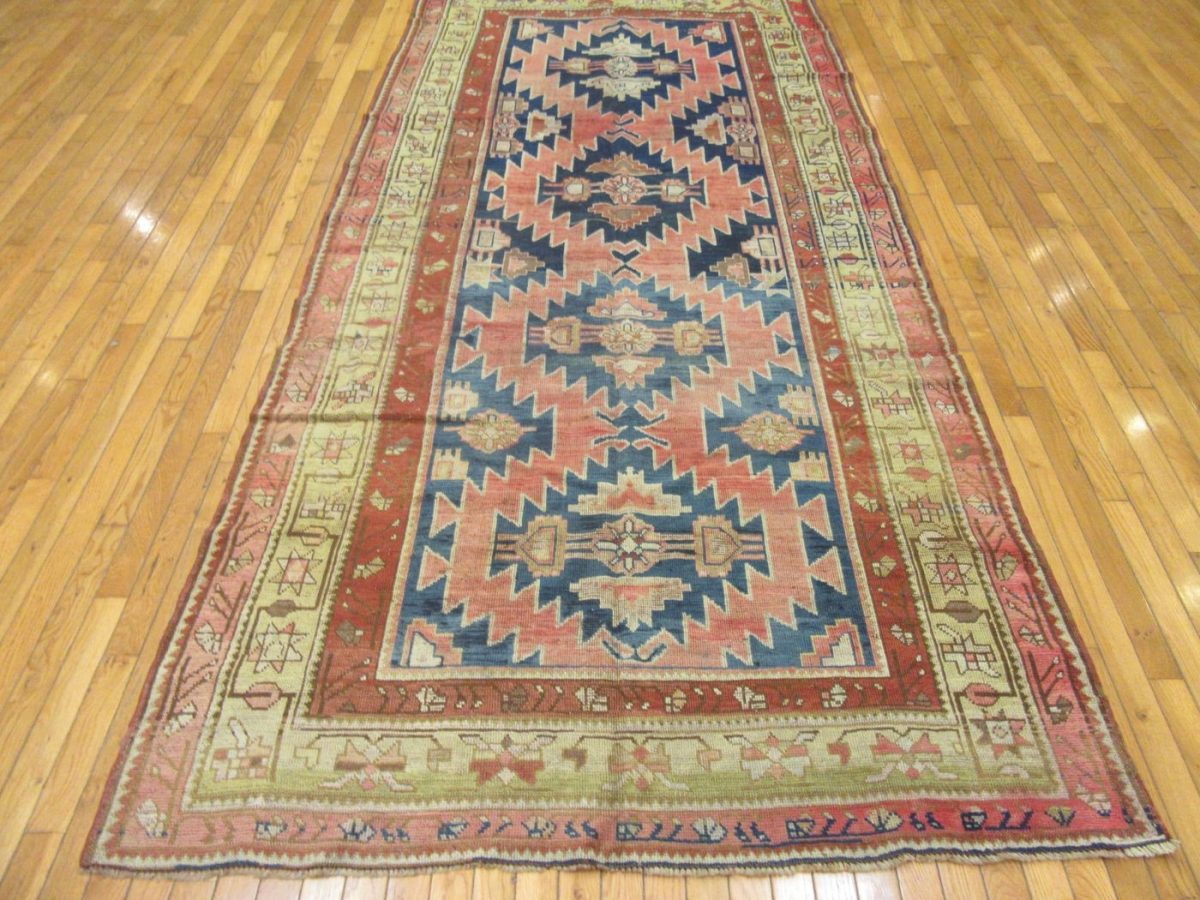 5′ x 11′ Antique Caucasian Bordjalu Kazak Rug – Blue – Hand Knotted Wool