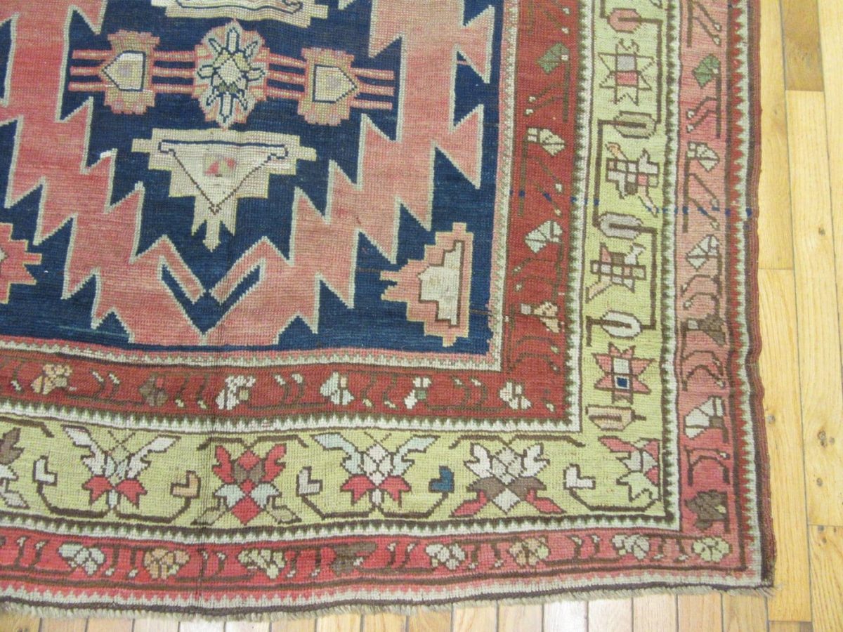 5′ x 11′ Antique Caucasian Bordjalu Kazak Rug – Blue – Hand Knotted Wool