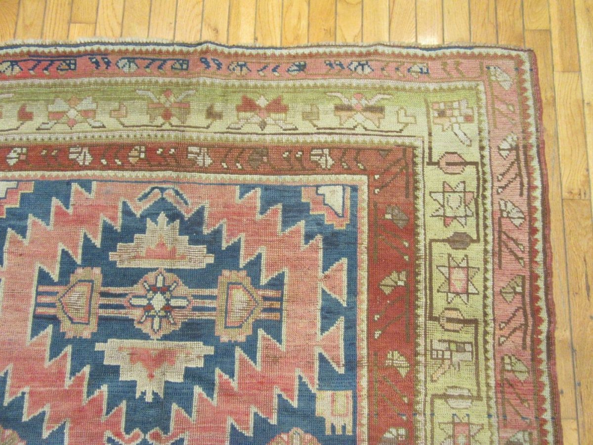 5′ x 11′ Antique Caucasian Bordjalu Kazak Rug – Blue – Hand Knotted Wool
