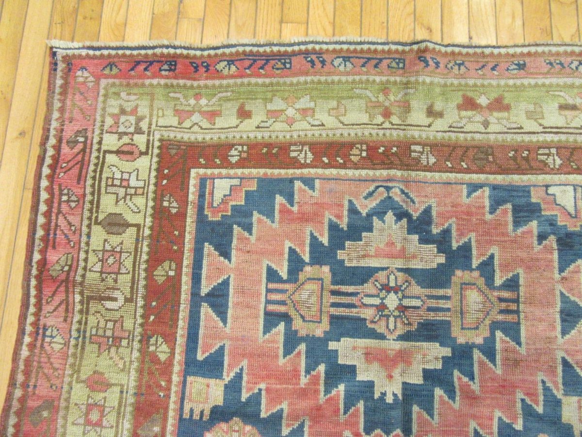 5′ x 11′ Antique Caucasian Bordjalu Kazak Rug – Blue – Hand Knotted Wool