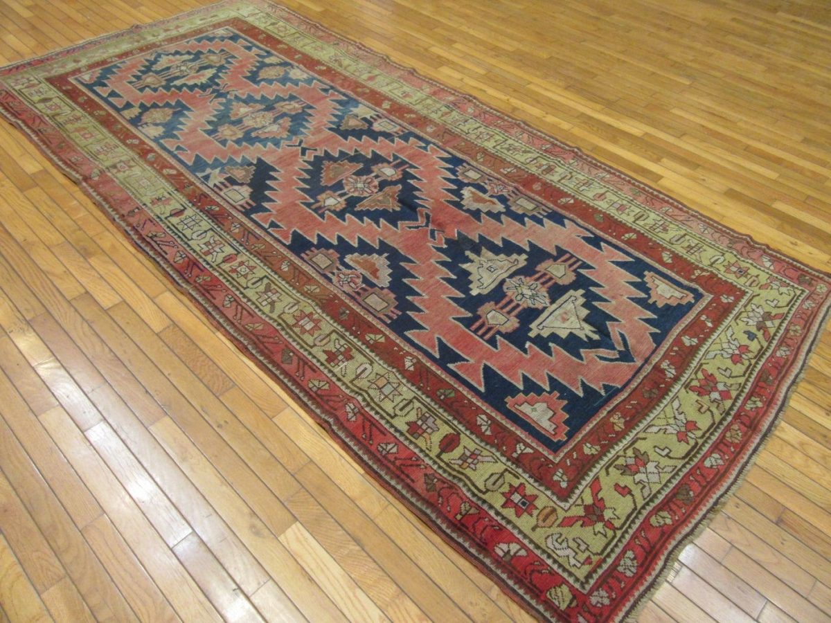 5′ x 11′ Antique Caucasian Bordjalu Kazak Rug – Blue – Hand Knotted Wool