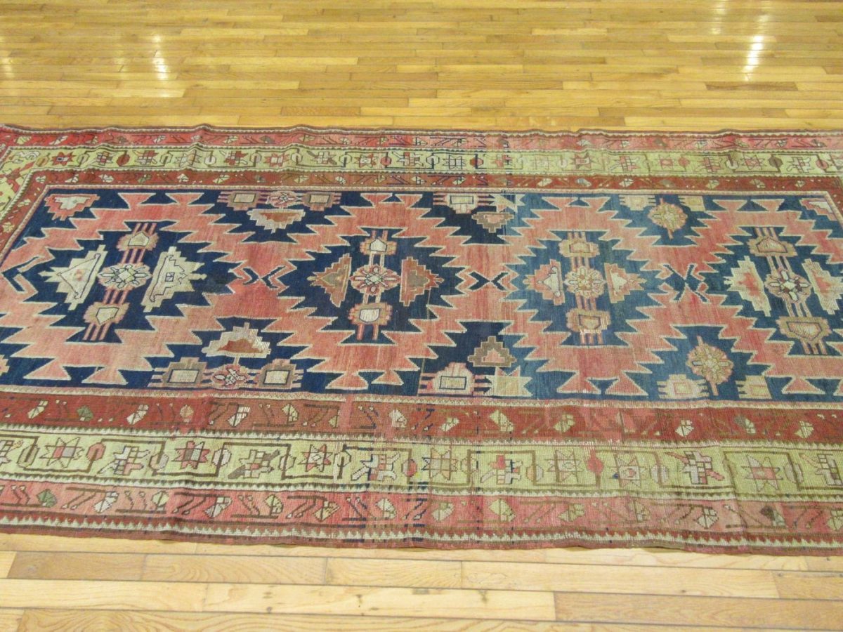 5′ x 11′ Antique Caucasian Bordjalu Kazak Rug – Blue – Hand Knotted Wool