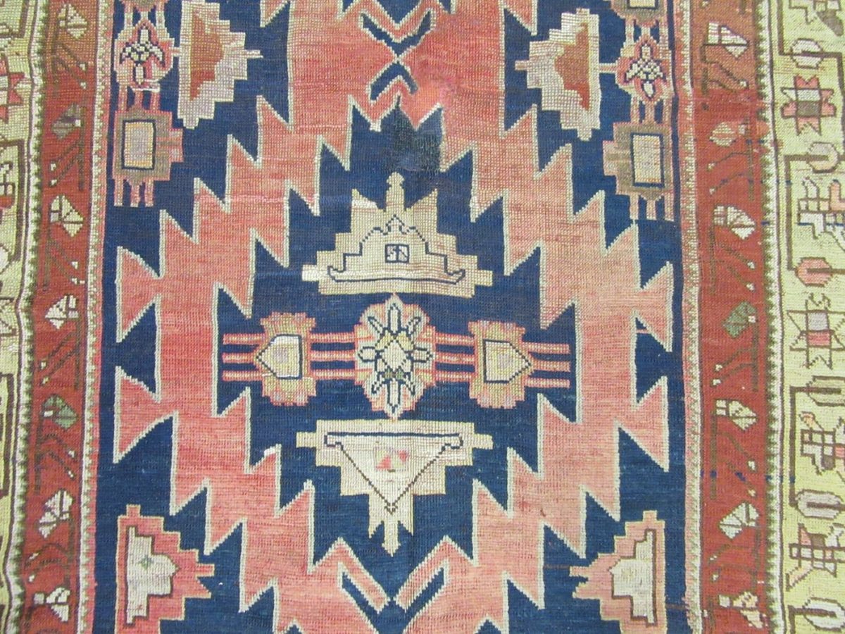 5′ x 11′ Antique Caucasian Bordjalu Kazak Rug – Blue – Hand Knotted Wool