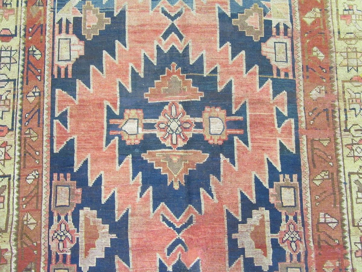 5′ x 11′ Antique Caucasian Bordjalu Kazak Rug – Blue – Hand Knotted Wool