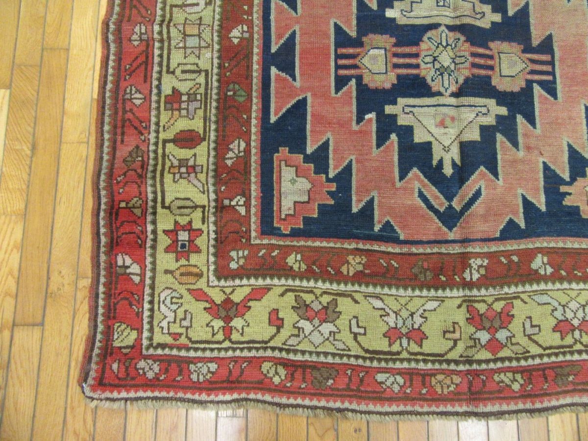 5′ x 11′ Antique Caucasian Bordjalu Kazak Rug – Blue – Hand Knotted Wool