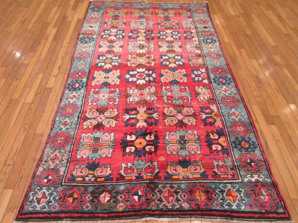5′ x 9′ Semi Antique Caucasian Rug – Red – Hand Knotted Wool