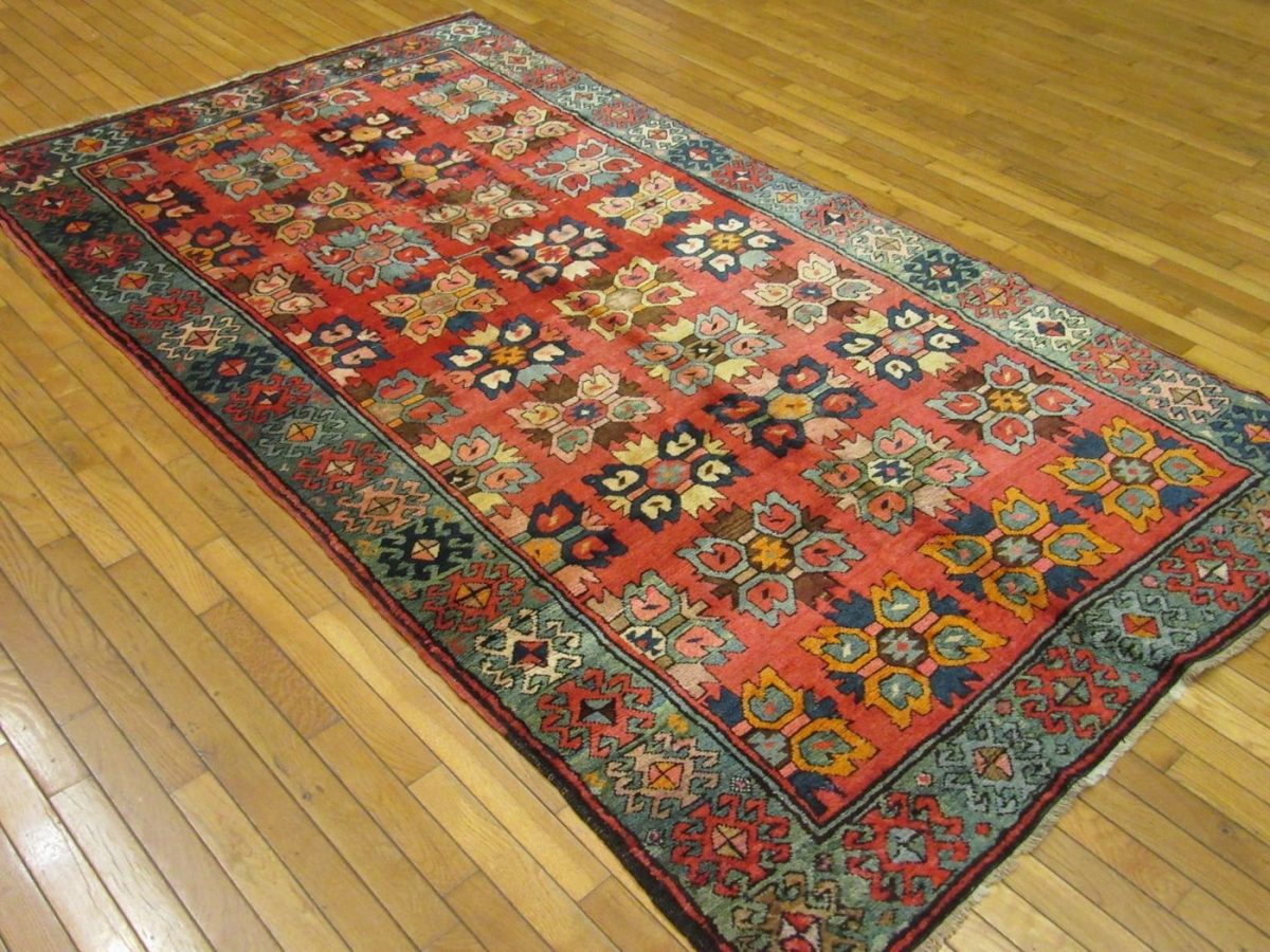 5′ x 9′ Semi Antique Caucasian Rug – Red – Hand Knotted Wool