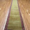 3′ x 18′ Semi Antique Persian Mahal Runner Rug – Olive Green – Hand Knotted Wool