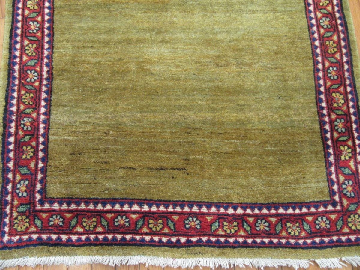 3′ x 18′ Semi Antique Persian Mahal Runner Rug – Olive Green – Hand Knotted Wool