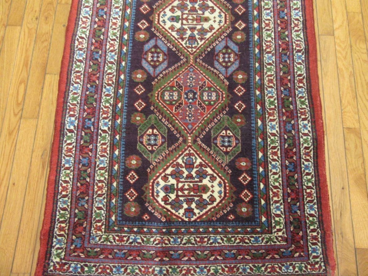 3′ x 18′ Antique Persian Heriz Runner Rug – Navy Blue – Hand Knotted Wool