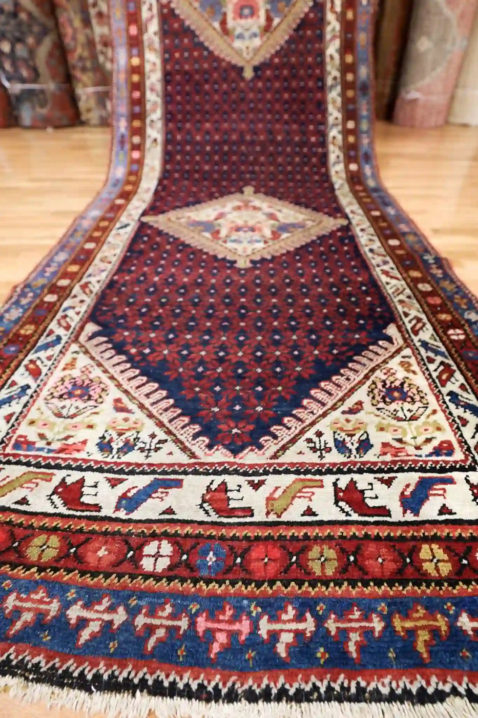 4′ x 17′ Red Fine Hand-Knotted Persian Malayer Runner – Traditional Wool