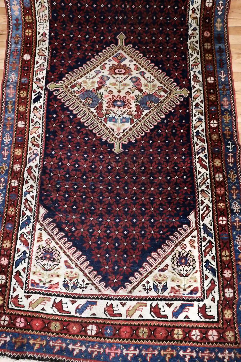 4′ x 17′ Red Fine Hand-Knotted Persian Malayer Runner – Traditional Wool