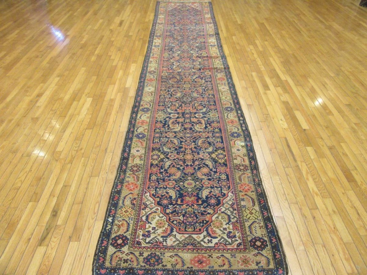 3′ x 17′ Antique Persian Malayer Runner Rug – Navy – Hand Knotted Wool