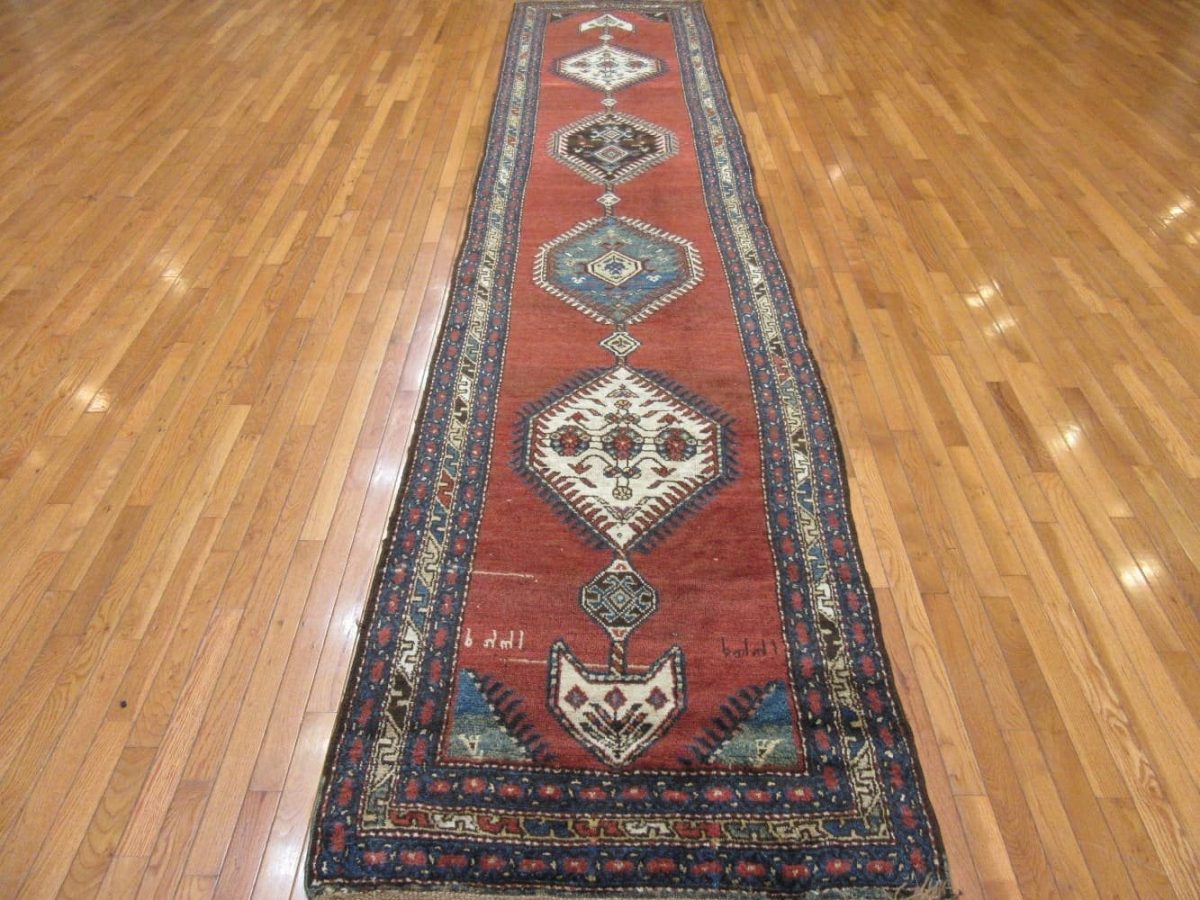 3′ x 16′ Antique Tribal Persian  Heriz (Hashtroud) Runner Rug – Rust – Hand Knotted Wool