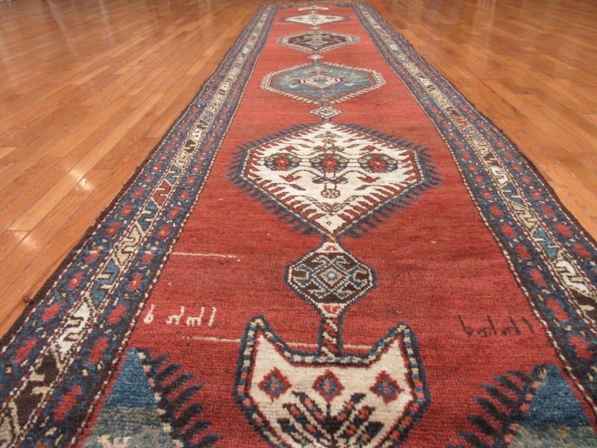 3′ x 16′ Antique Tribal Persian  Heriz (Hashtroud) Runner Rug – Rust – Hand Knotted Wool