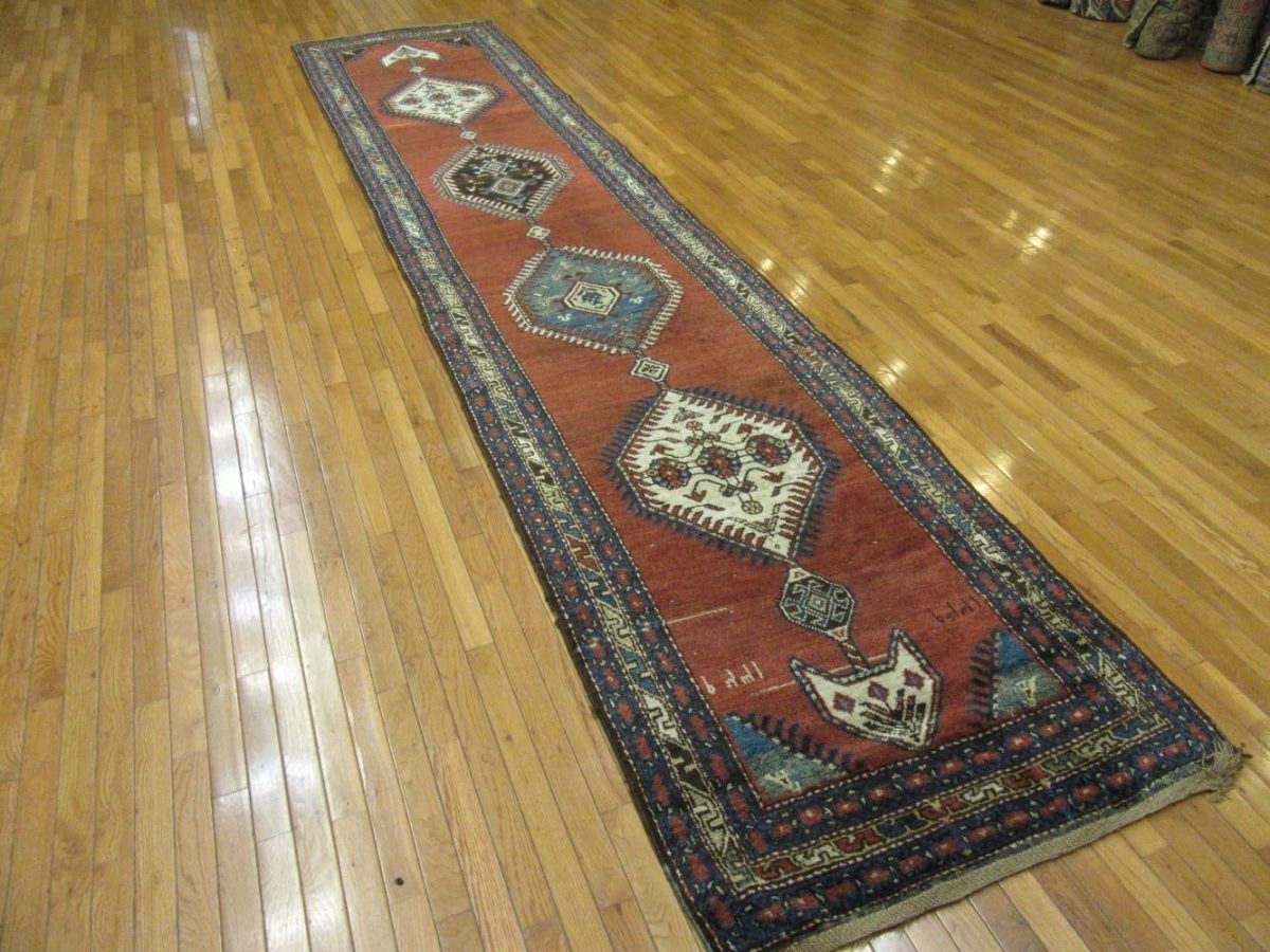 3′ x 16′ Antique Tribal Persian  Heriz (Hashtroud) Runner Rug – Rust – Hand Knotted Wool