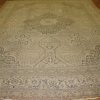 11′ x 15′ Antique Persian Tabriz Rug Beige Hand Knotted Wool