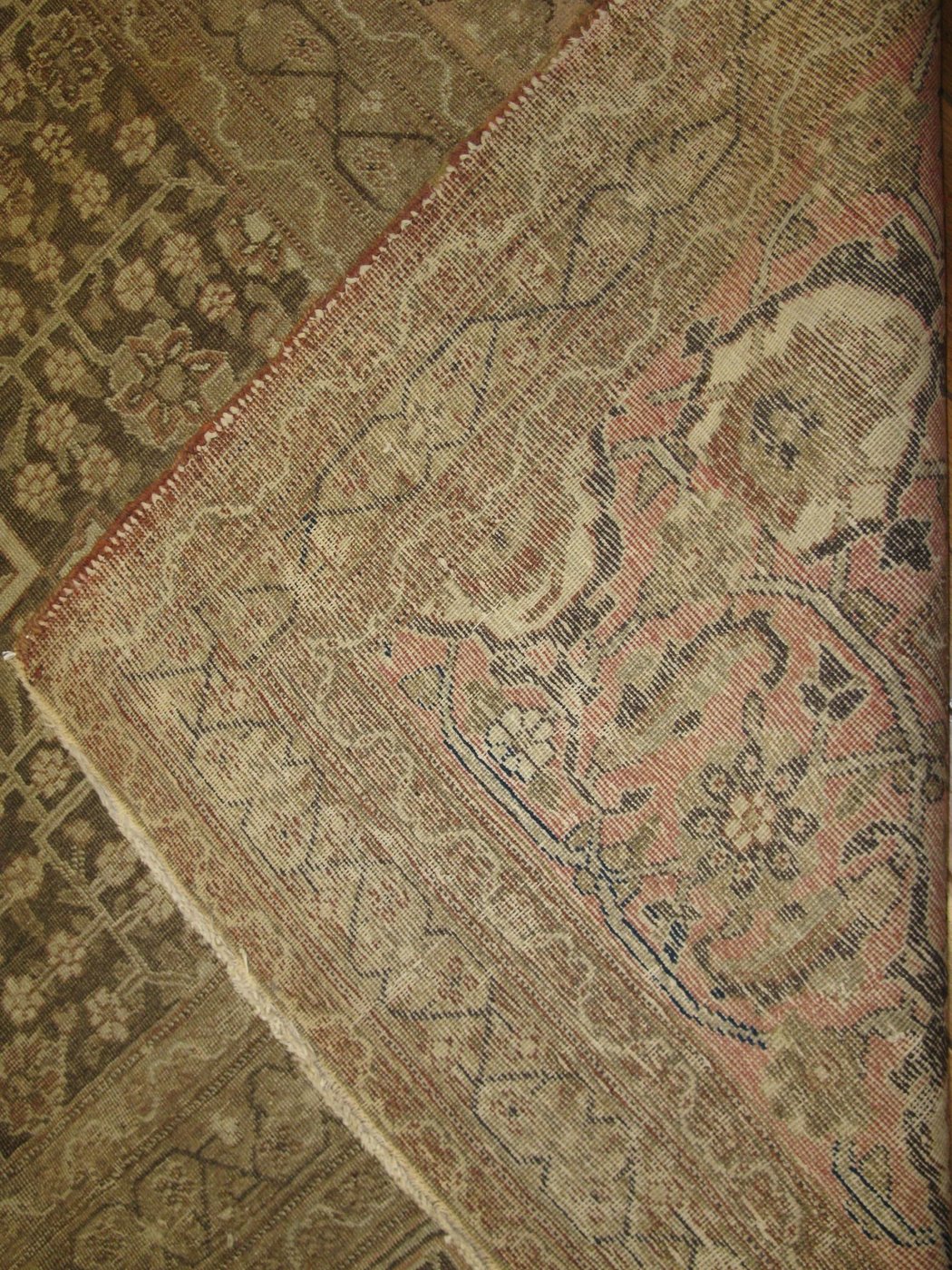 11′ x 15′ Antique Persian Tabriz Rug Beige Hand Knotted Wool
