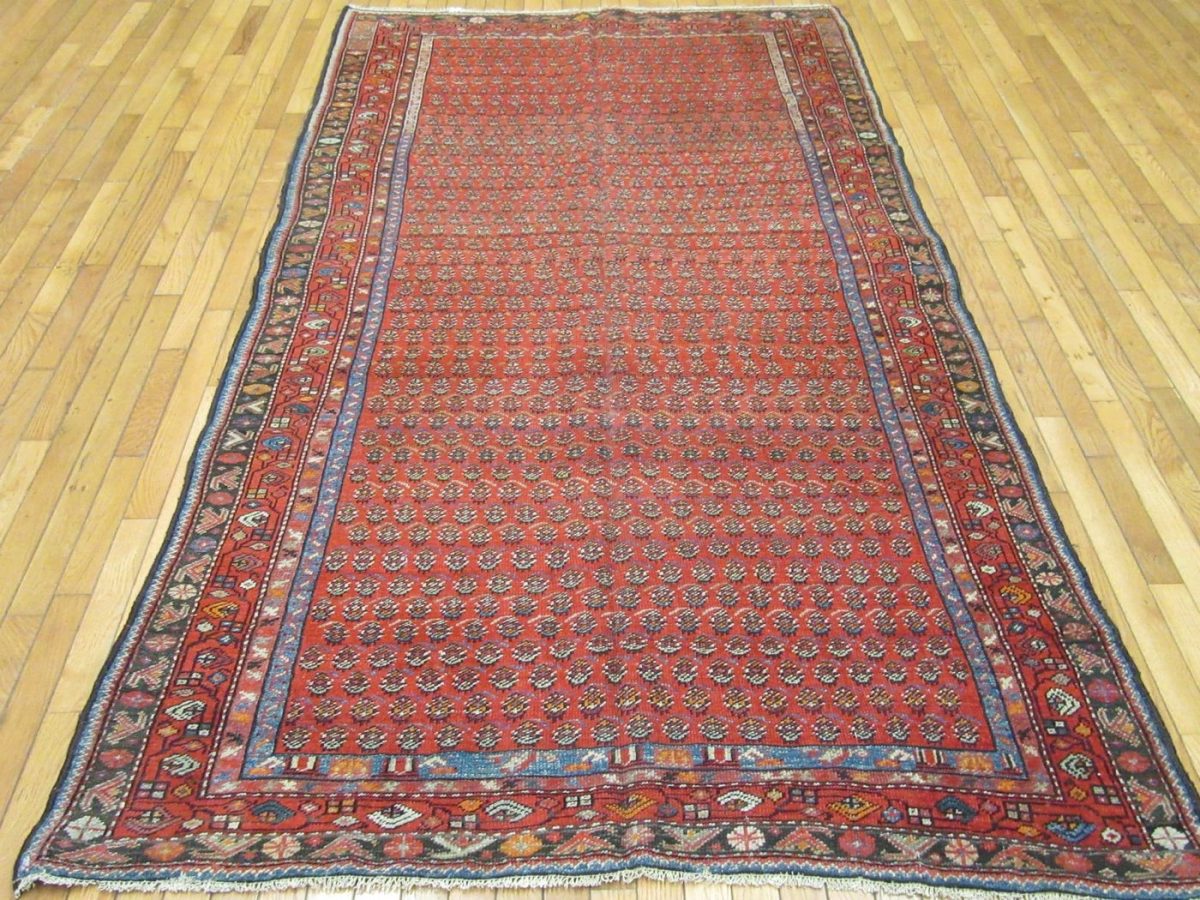 5′ x 9′ Antique Persian Malayer Rug Red Hand Knotted Wool