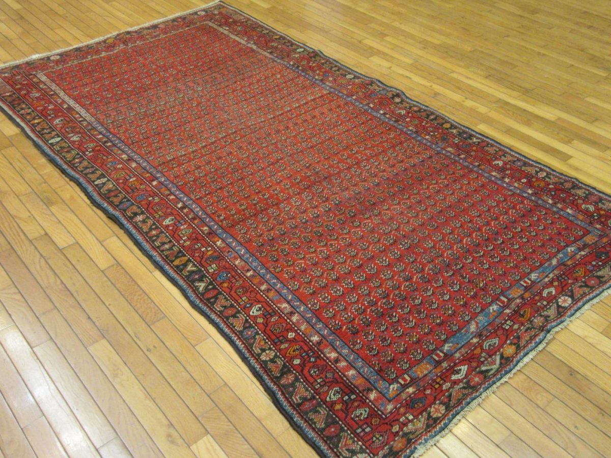 5′ x 9′ Antique Persian Malayer Rug Red Hand Knotted Wool