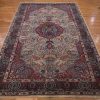 7′ x 10′ Ivory and Indigo Hand-Knotted Antique Persian Kerman Rug – Investment Grade Wool