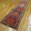 3′ x 11′ Antique Persian Karajeh Rug Red Blue Hand Knotted Wool