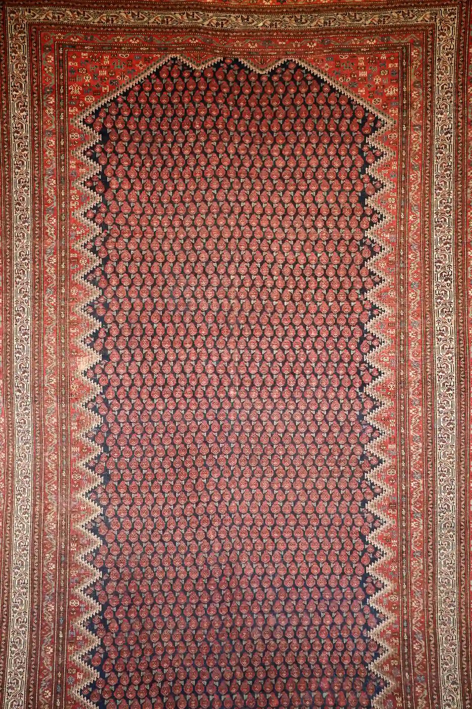 7′ x 17′ Red Fine Hand-Knotted Antique Persian Malayer Runner – Traditional Wool