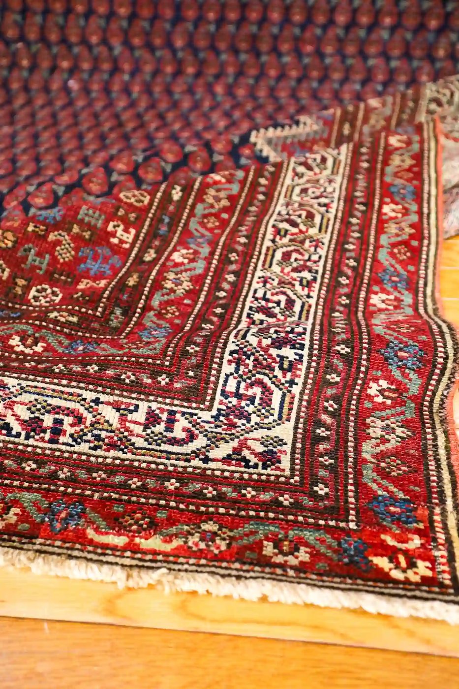 7′ x 17′ Red Fine Hand-Knotted Antique Persian Malayer Runner – Traditional Wool