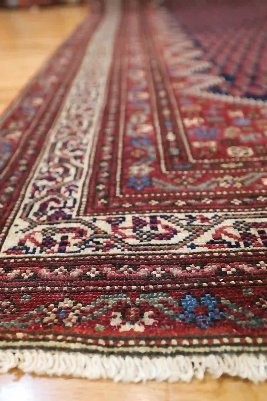 7′ x 17′ Red Fine Hand-Knotted Antique Persian Malayer Runner – Traditional Wool