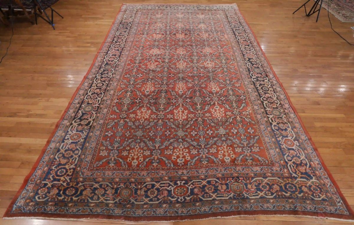 9′ x 13′ Red Fine Hand-Knotted Persian Sultanabad Mahal Rug – Traditional Wool