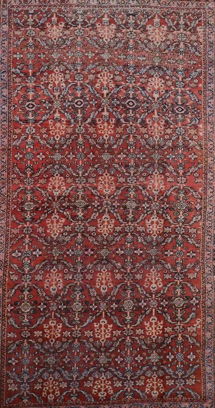 9′ x 13′ Red Fine Hand-Knotted Persian Sultanabad Mahal Rug – Traditional Wool