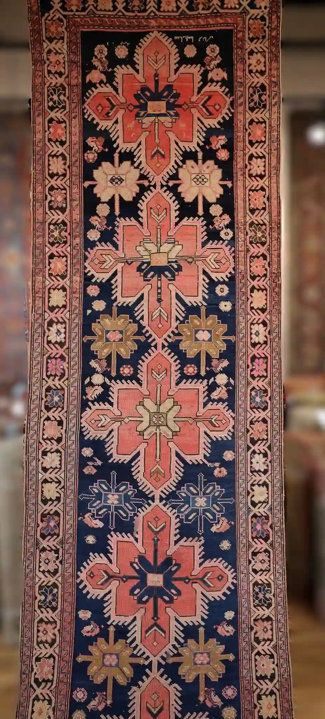 4′ x 15′ Red Fine Hand-Knotted Antique Caucasian Karabagh Runner – Traditional Wool - 2 4′ x 15′ Red Fine Hand-Knotted Antique Caucasian Karabagh Runner – Traditional Wool