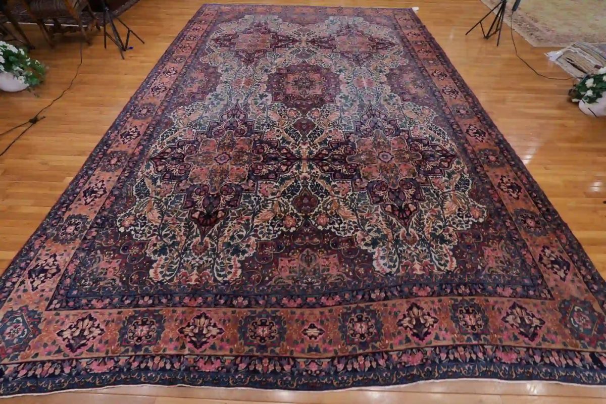 12′ x 17′ Pink Fine Hand-Knotted Persian Kerman Rug – Traditional Wool