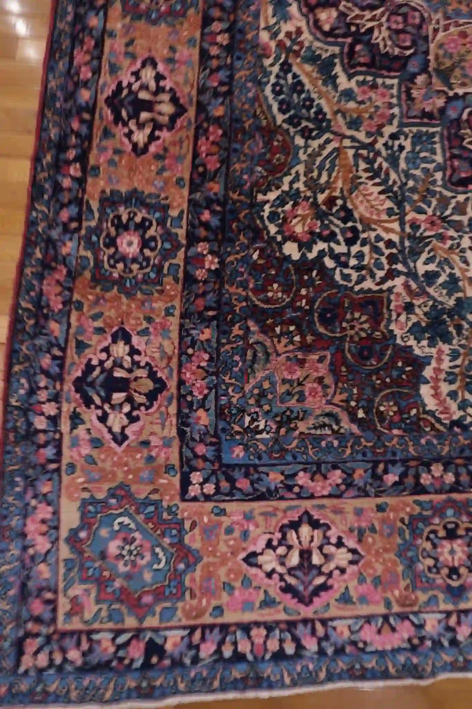 12′ x 17′ Pink Fine Hand-Knotted Persian Kerman Rug – Traditional Wool