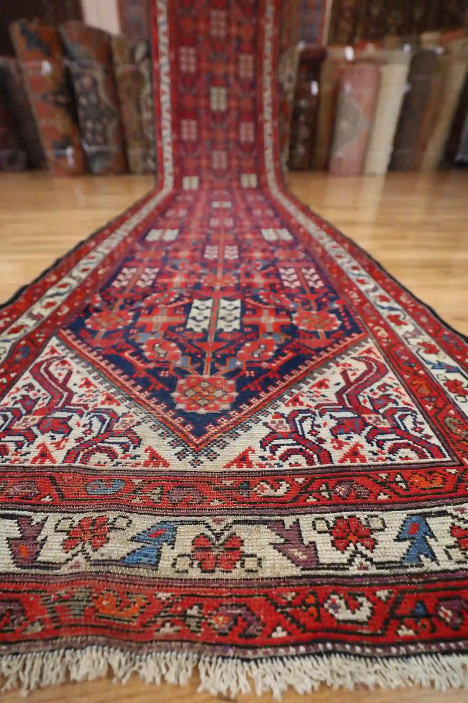 3′ x 20′ Red Fine Hand-Knotted Semi-Antique Persian Malayer Runner – Traditional Wool