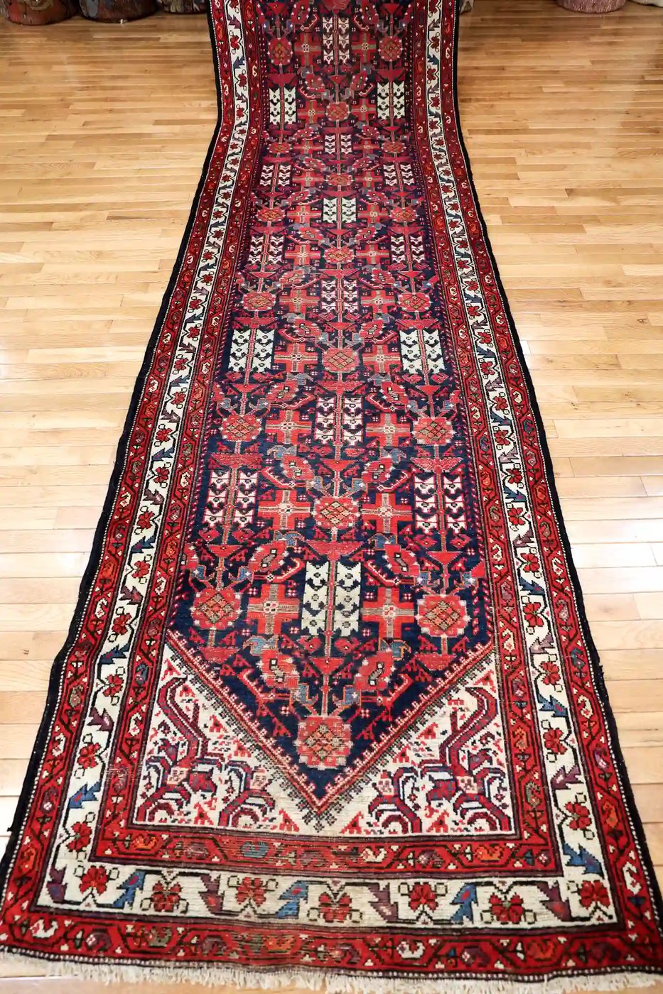 3′ x 20′ Red Fine Hand-Knotted Semi-Antique Persian Malayer Runner – Traditional Wool