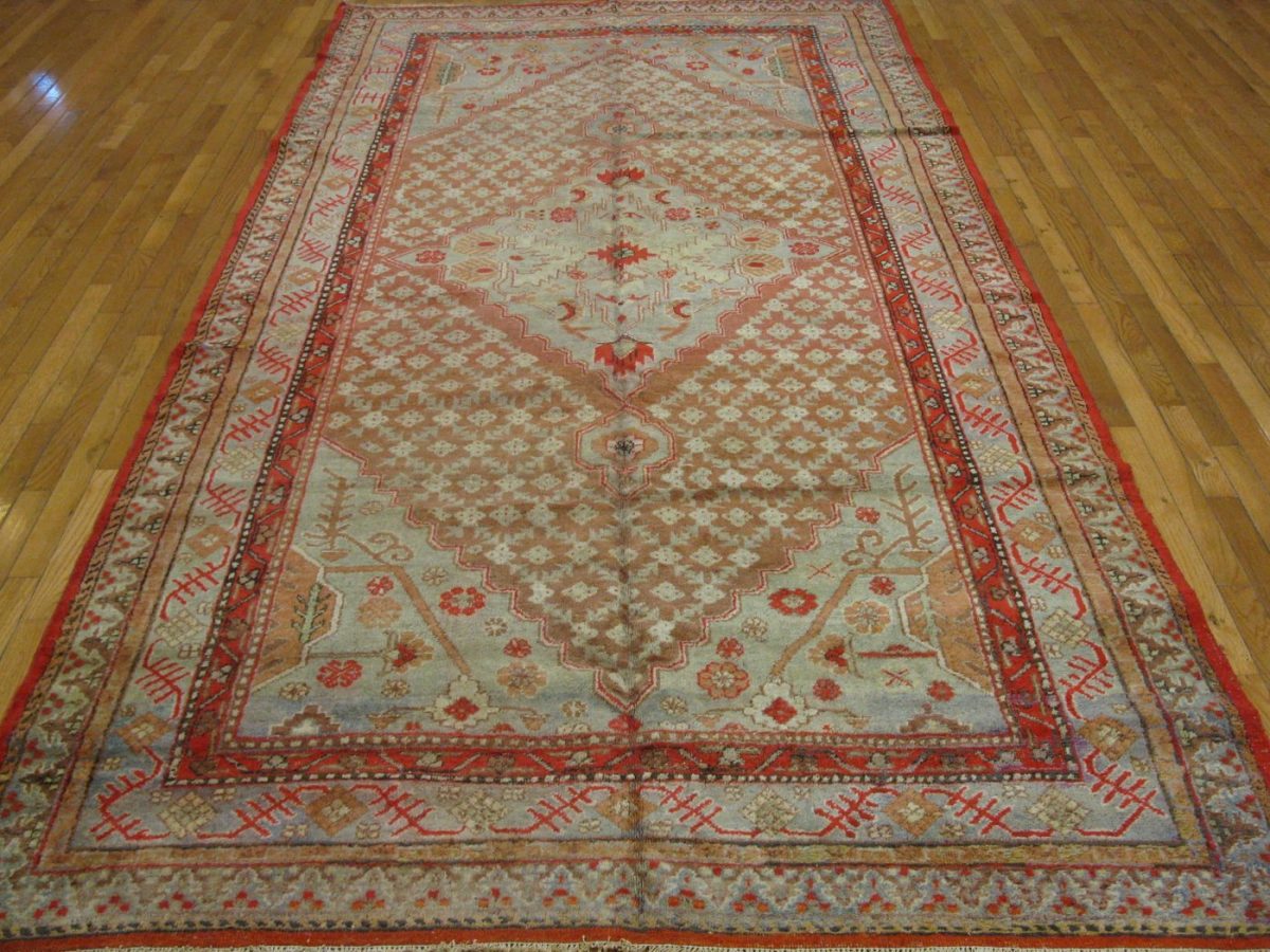 6′ x 11′ Antique Khotan Gallery Rug Soft Blue Hand Knotted Wool