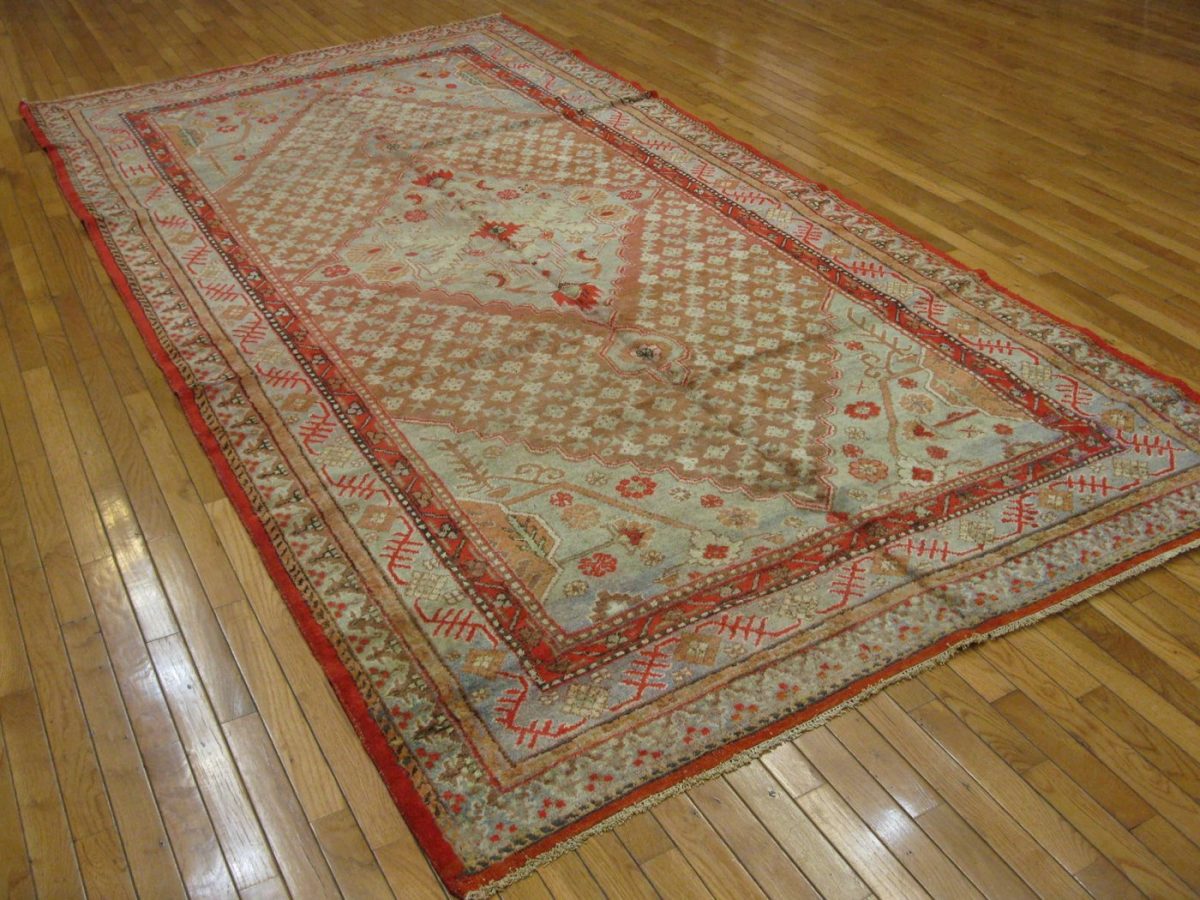 6′ x 11′ Antique Khotan Gallery Rug Soft Blue Hand Knotted Wool